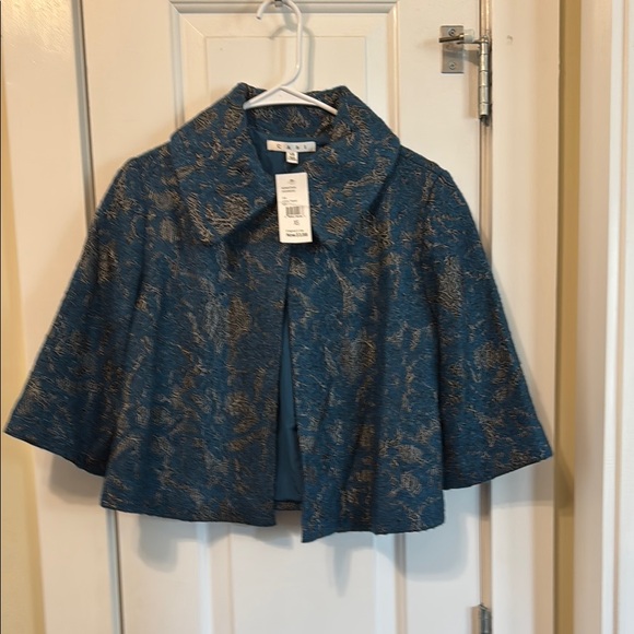 CAbi Jackets & Blazers - Cabi size XS NWT Blue Wool Cape Topper Jacket